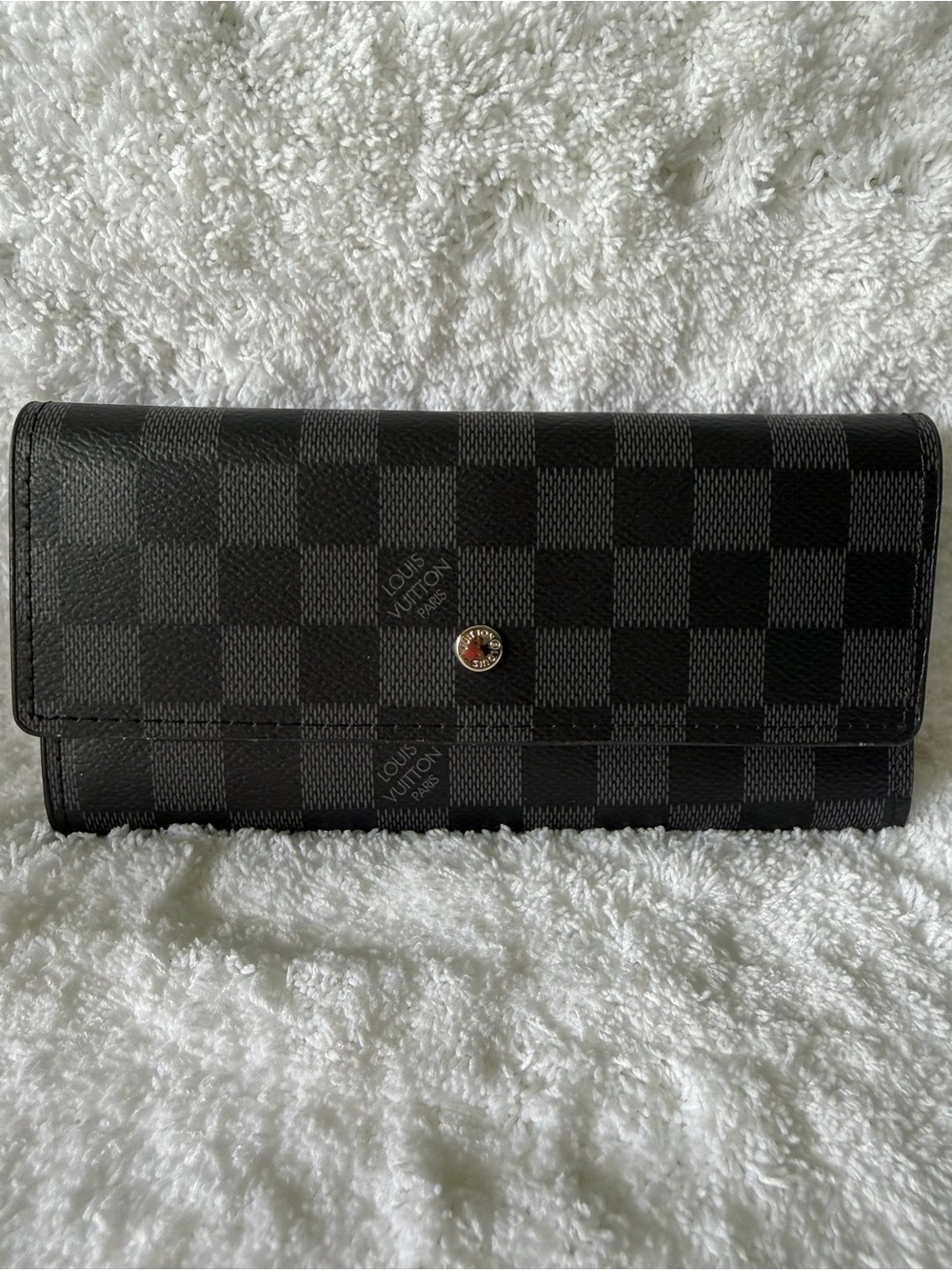 Black Signature Design Checkered Wallet
